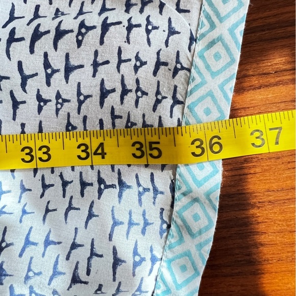 Roberta Roller Rabbit White Blue Block Print Halter Neck Cotton Dress Large - Picture 12 of 12